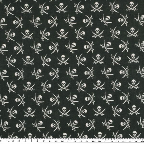 Baumwoll - Popeline Totenköpfe mit Säbel