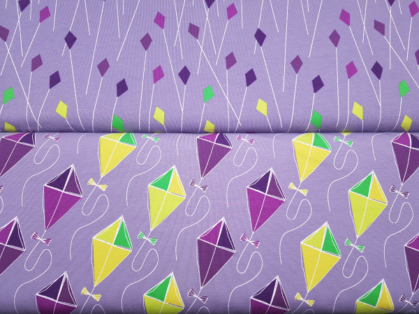 Drachenflug von Blaubeerstern - Baumwolljersey flieder - große Drachen - Rest 0,5 m