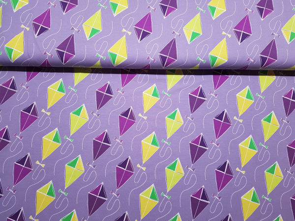 Drachenflug von Blaubeerstern - Baumwolljersey flieder - große Drachen - Rest 0,5 m