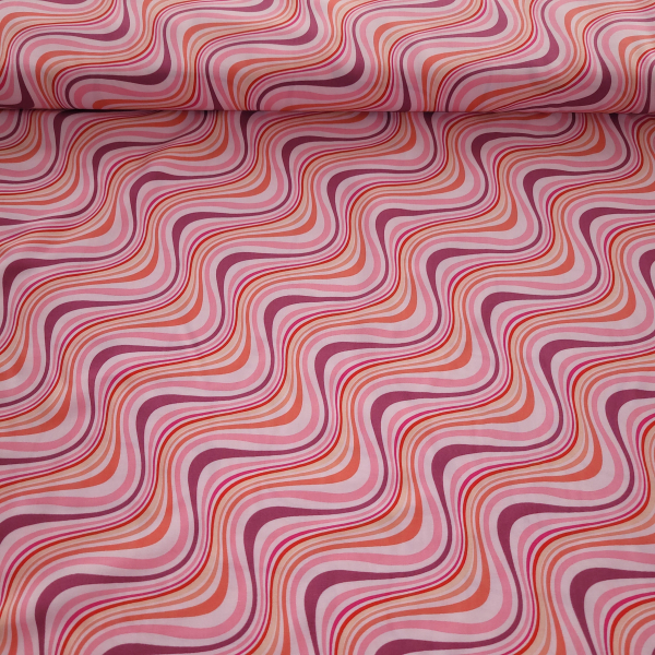 Viskose Webware - Stylez - Wellenmuster rosa - pink