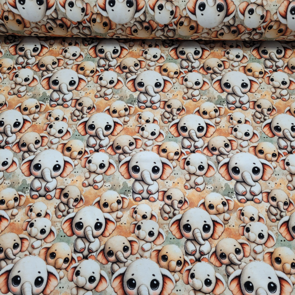 Baumwolljersey Sweet Ollie - süße Elefanten