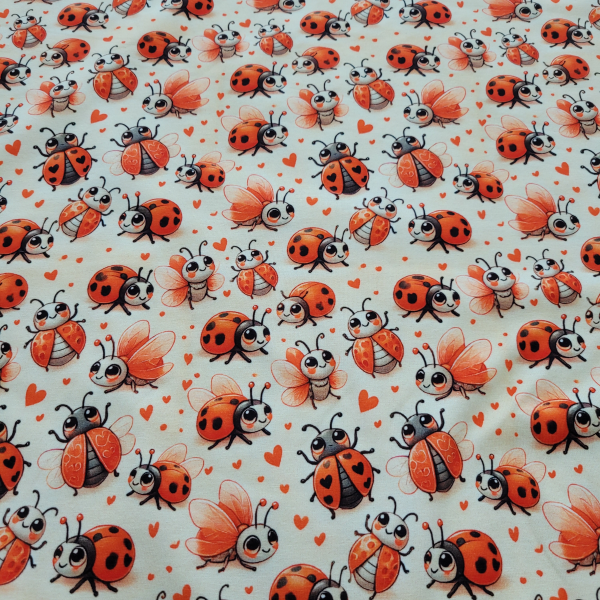 Baumwolljersey Lovebugs - Glückskäfer - Marienkäfer - Rest 0,95 m