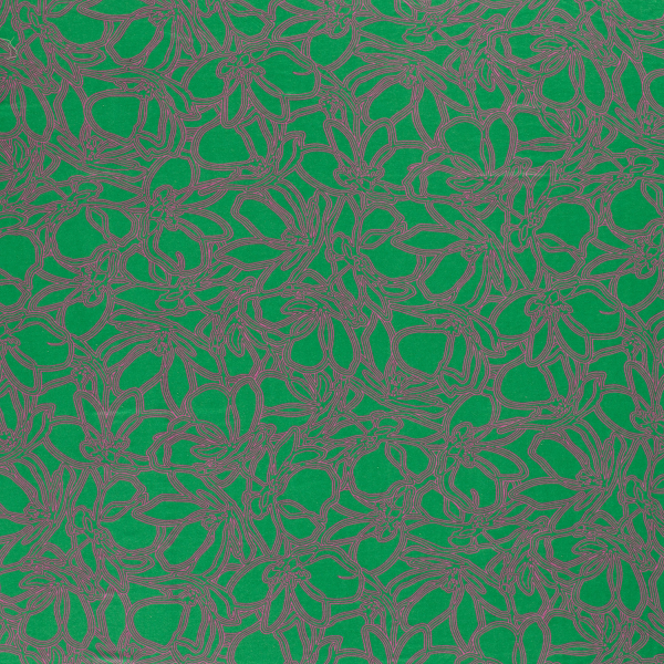 Viskosejersey in grün mit Blüten in pink