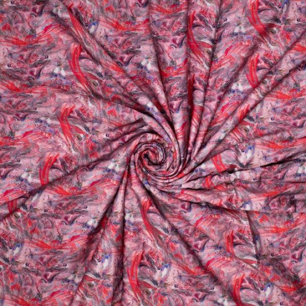 Baumwoll Satin Marmoroptik in pink - rot