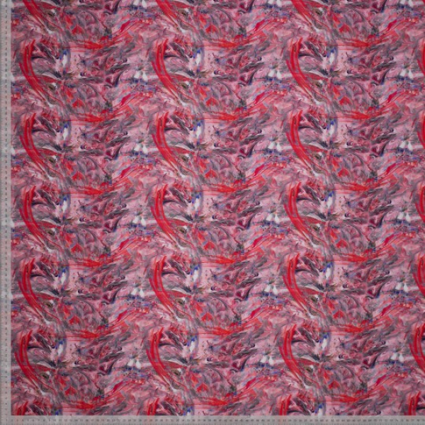 Baumwoll Satin Marmoroptik in pink - rot