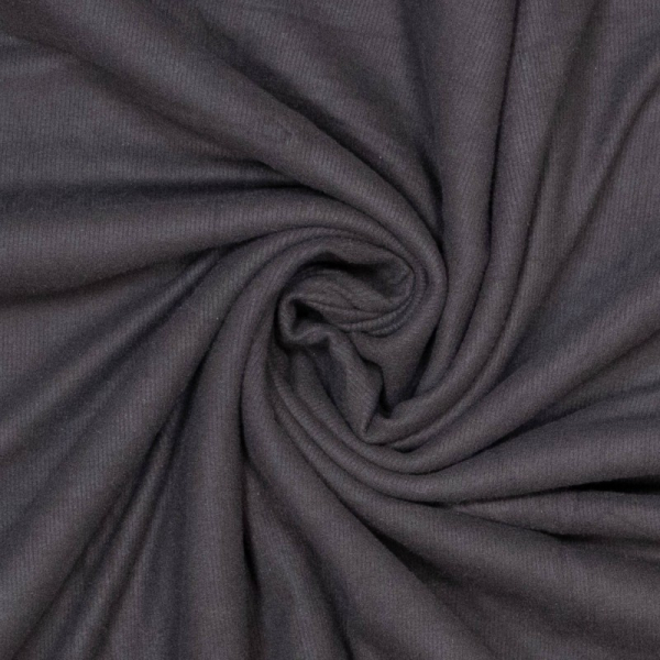 Viskosejersey Double brushed Rib - feingerippter, angerauter Jersey in schwarz