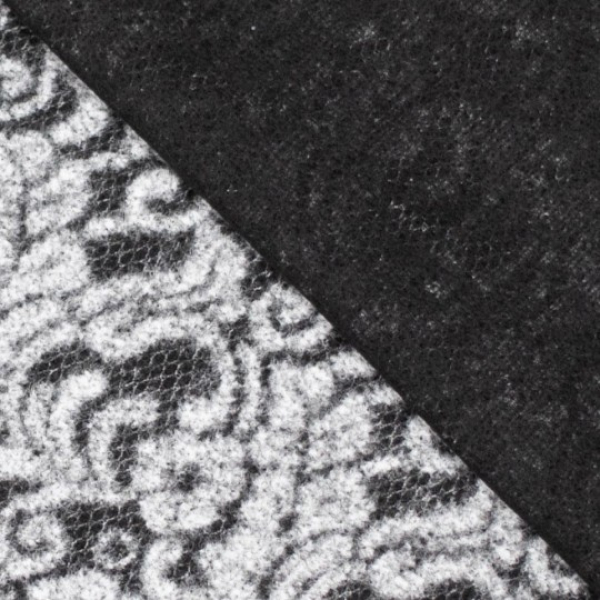 Jackenstoff mit Wolle - mit Ornamenten in grau - schwarz