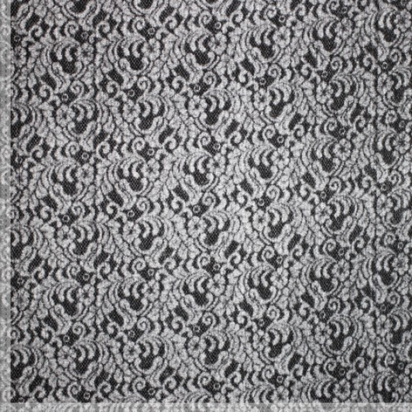 Jackenstoff mit Wolle - mit Ornamenten in grau - schwarz