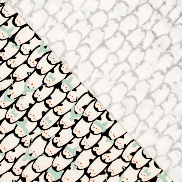 French Terry mit Pinguinen - weich angeraut