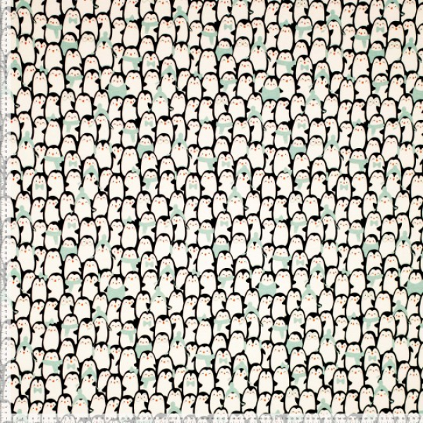French Terry mit Pinguinen - weich angeraut