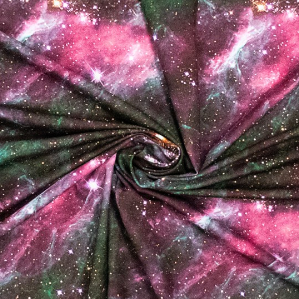 Yoga - Sport - und Funktionsjersey mit Galaxy - Sternenhimmel in pink - grün - schwarz