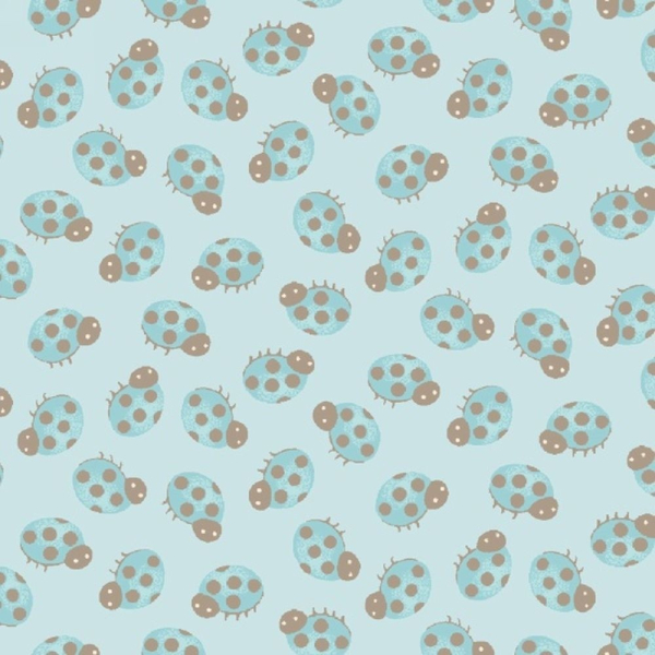 Patchworkstoff Forest Friends Marienkäfer hellblau