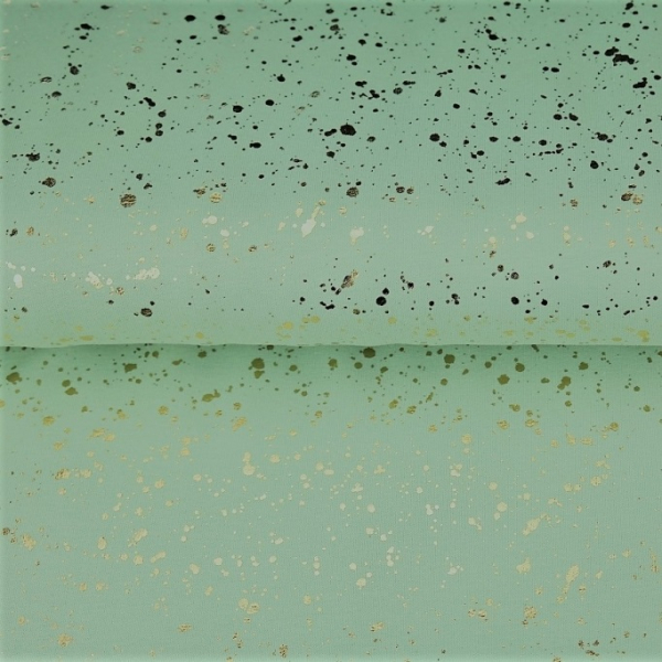 French Terry mit Glitzerpunkten auf mint