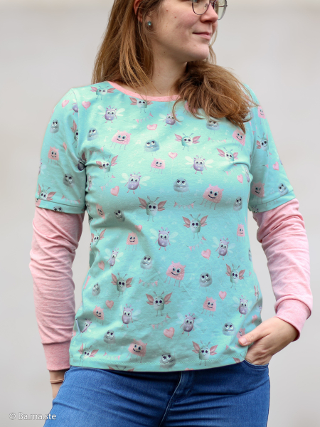 Baumwolljersey Monsta by Mrs. Mint Design - lustige Monster auf mint