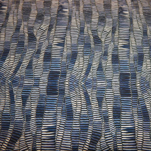 Baumwolljersey denim - look - Streifen/ Muster blau- Digitaldruck