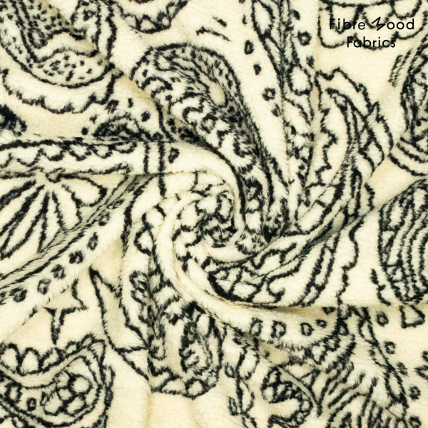 Teddy - Plüsch in natur mit Paisley Muster in schwarz