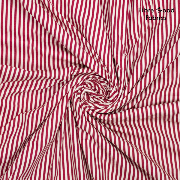 Baumwoll Webware gestreift - rot - ecru