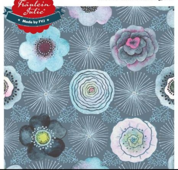 French Terry mit Blüten auf mint - Fräulein von Julie