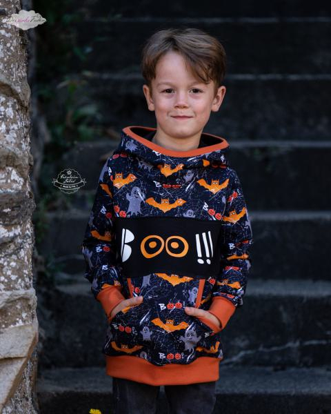 French Terry BOO - Fledermaus, Gespenst und Spinnennetze - Halloween