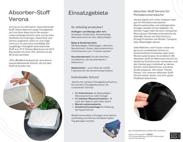 Absorber - Stoff Verona - saugfähig und feuchtigkeitsundurchdringlich - schwarz