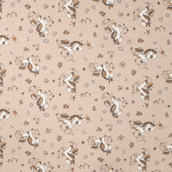 Baumwolljersey mit Einhörnern auf sand