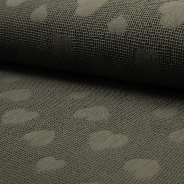Waffel Jacquard mit Herzen khaki