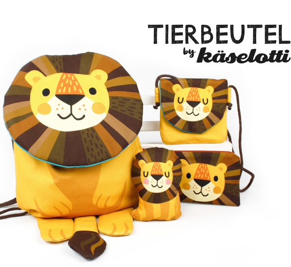 Tierbeutel by Käselotti - DIY Nähset für einen Turnbeutel als Löwe