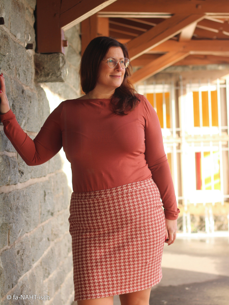 Jacquard Jersey  Xaver mit Hahnentritt - Muster in terracotta