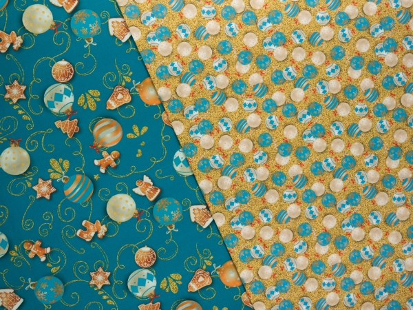 Baumwoll Webware Merry Christmas - Weihnachten auf petrol