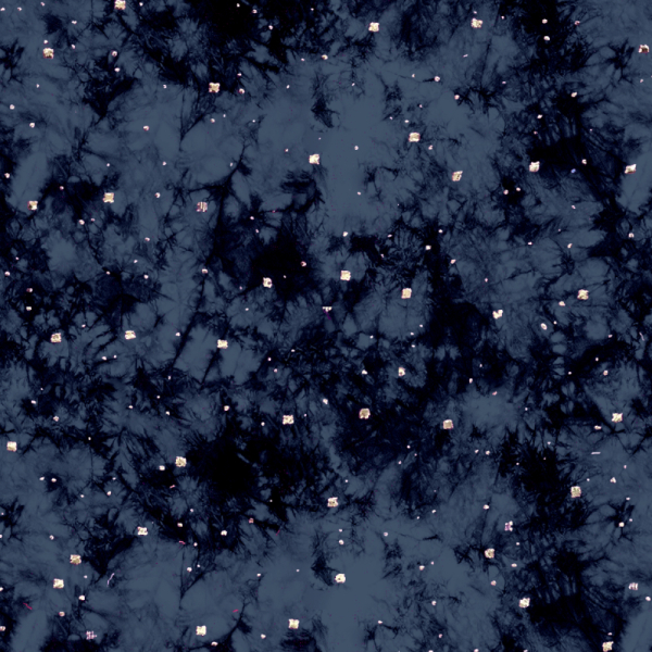 Viskose Webware - Chally - Batik denim mit Studs - kleine Goldpünktchen