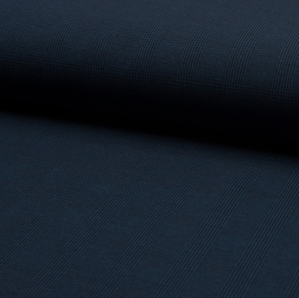 Bengaline - Stretchstoff Karo petrol - schwarz - Rest 1,2 m