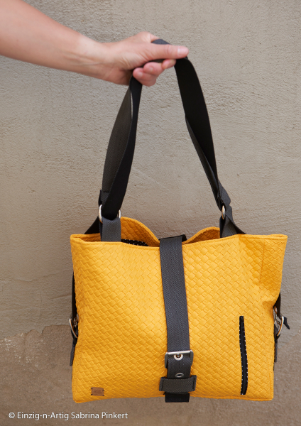 Kunstleder Beatrice gelb - Flechtoptik