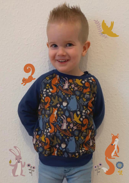 French Terry Dwellers by Käselotti - Waldtiere - Fuchs, Bär, Hase und Vögel