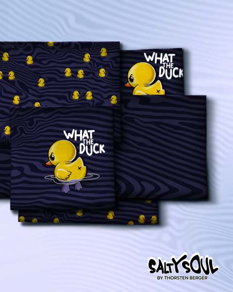 French Terry What the Duck by Thorsten Berger - kleine Enten auf blau