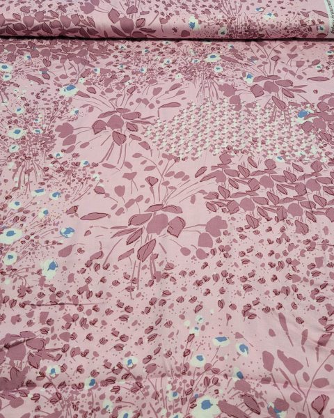 Viskose Webware - rosa mit Blumenmuster