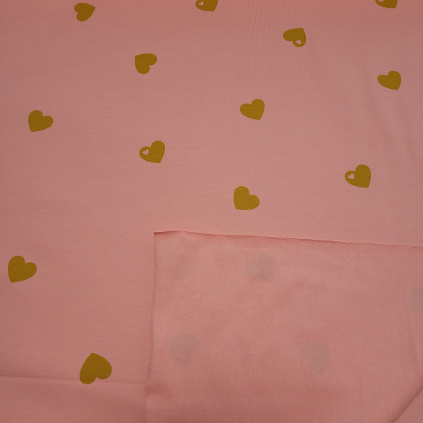 French Terry mit Herzen auf rosa by Graziela - weich angeraut