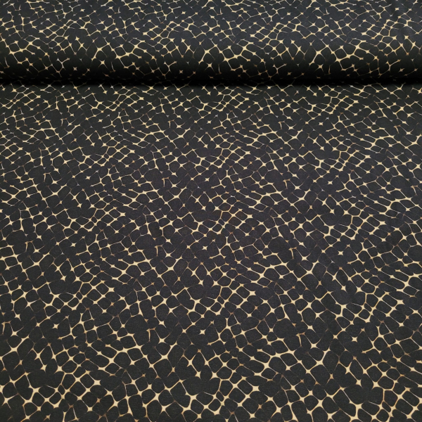 Baumwolljersey mit Muster auf schwarz - "Schillerndes Gitter"