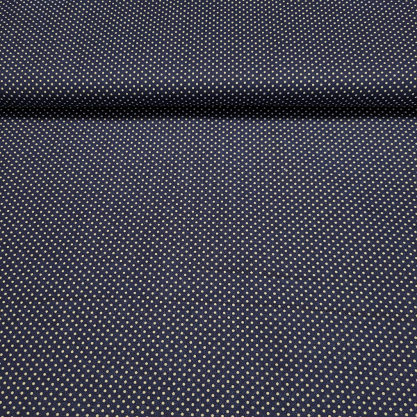 Baumwoll - Popeline kleine Punkte in weiß auf navy