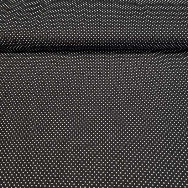 Baumwoll - Popeline kleine Punkte in weiß auf schwarz