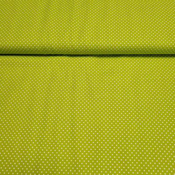 Baumwoll - Popeline kleine Punkte in weiß auf grün