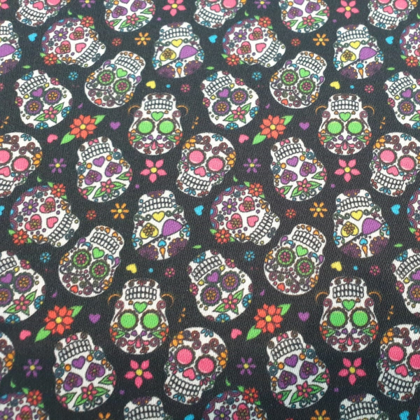 Baumwoll - Popeline - bunte Totenköpfe - Dia de los Muertos - Calavera