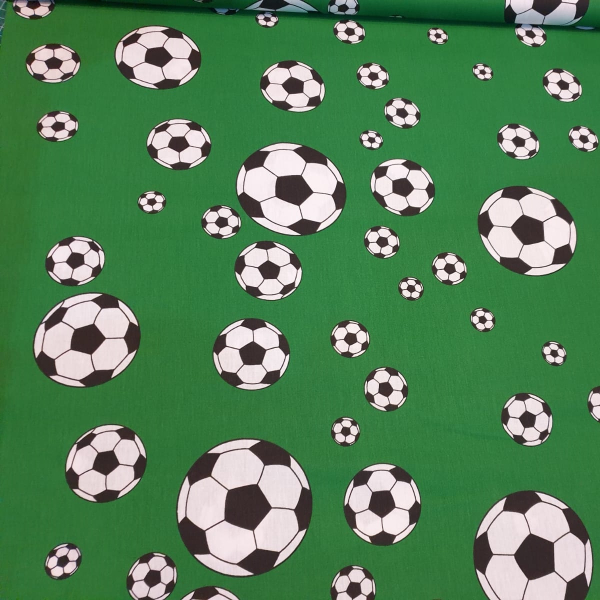 Baumwoll Webware Fussball grün - Rest 0,8 m