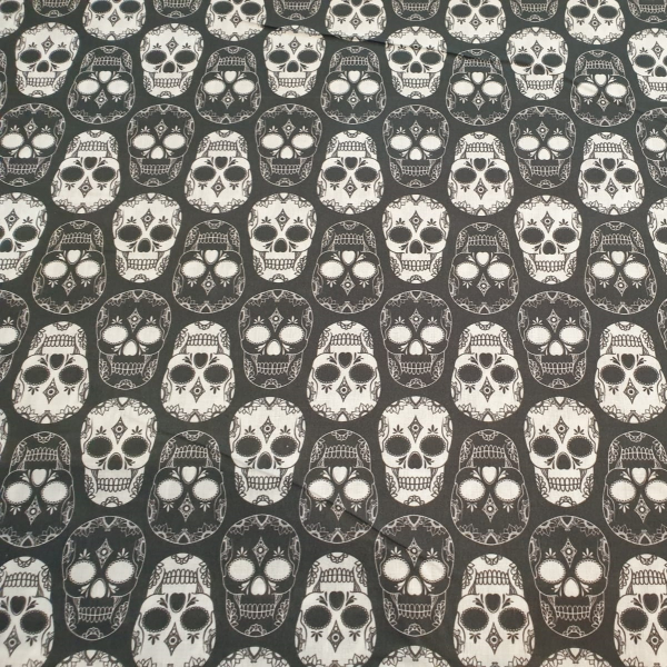 Baumwoll - Webware Totenköpfe - Calavera - schwarz - weiß