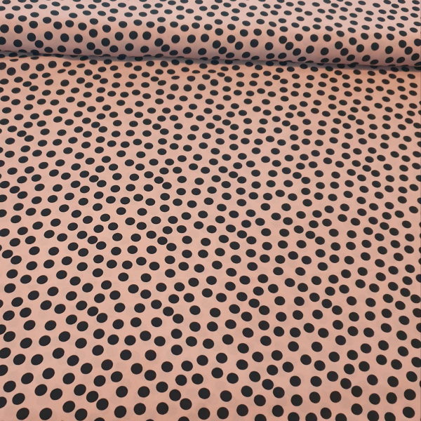 Crepe Georgette schwarze Punkte auf nude / lachs