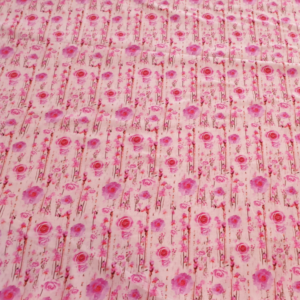 Baumwolljersey Rosen in pink - Digitaldruck