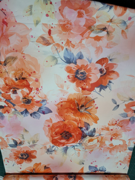 Baumwolljersey Lena große Blüten - Mohnblume - pink - rosa - orange