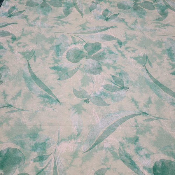 Baumwolljersey Lena Blätter in aquarelloptik / Batik grün
