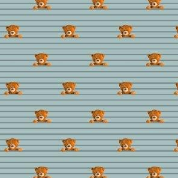 French Terry Panel Bär, Teddy, Teddybär mit Streifen