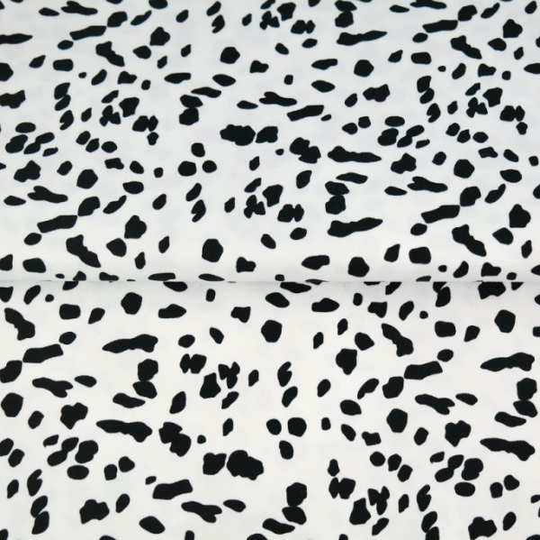 Baumwolljersey kleine Flecken schwarz auf weiß - Digitaldruck