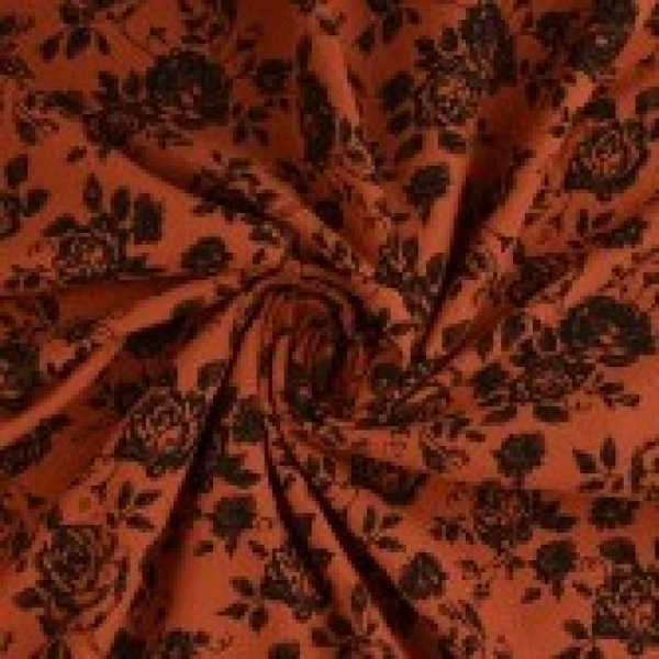 gewaschene Baumwolle mit Rosen auf kupfer / rost